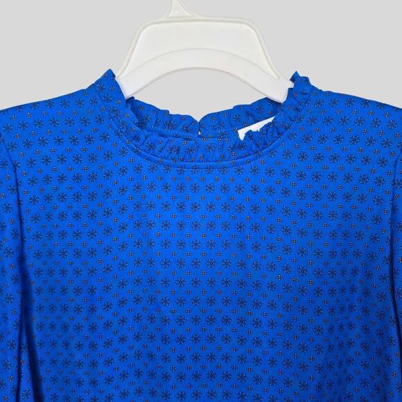 Maison d’Amélie Paris Floral Ruffle Blouse Women's Size Small Blue Long Sleeve - Picture 10 of 16